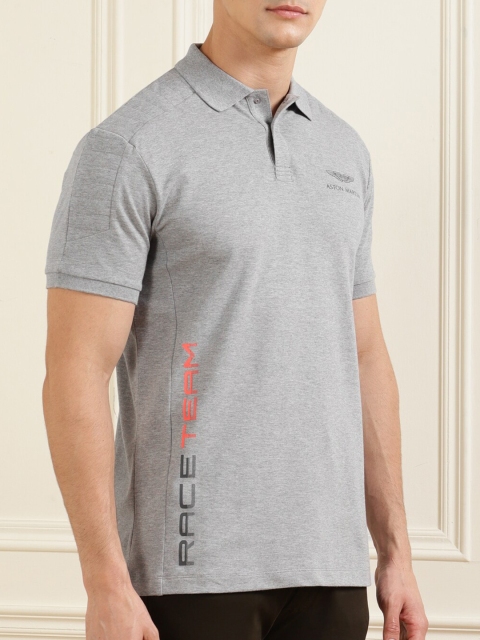 

HACKETT LONDON Men Grey Polo Collar Applique T-shirt