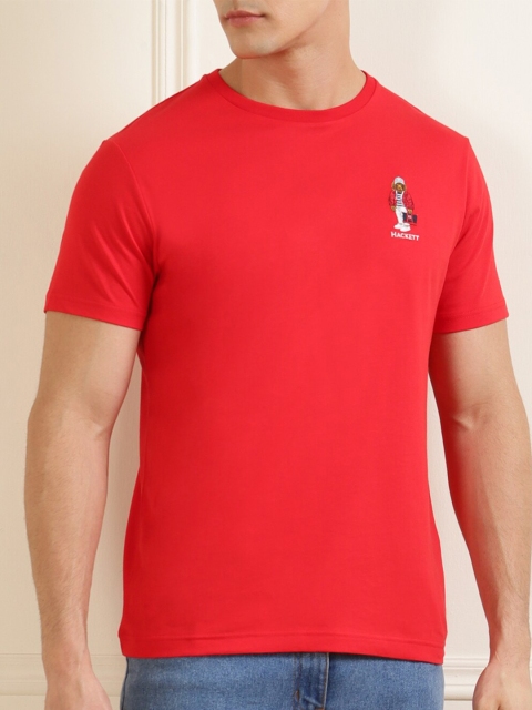 

HACKETT LONDON Men Red Applique T-shirt
