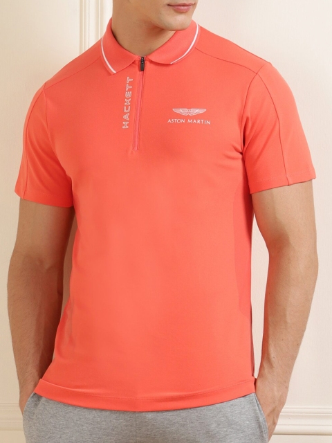

HACKETT LONDON Men Pink Polo Collar Applique T-shirt
