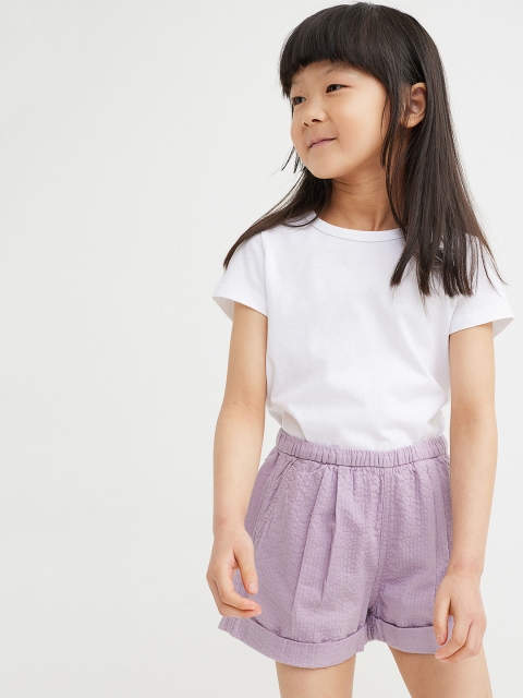

H&M Girls Purple Solid Seersucker Shorts
