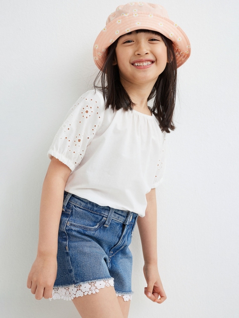 

H&M Girls Blue Lace-trimmed Denim Shorts