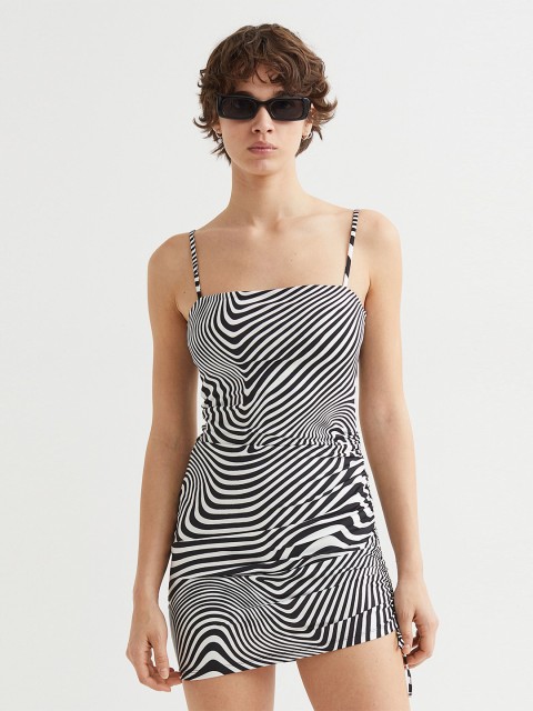 

H&M Black & White Draped Slip Dress