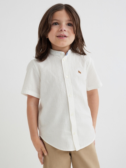

H&M Boys White Cotton Grandad Collar Shirt