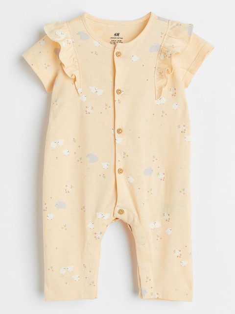 

H&M Boys Yellow & White Short-Sleeved Cotton Romper Suit