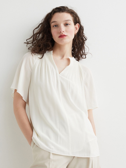 

H&M Women White Pleated Blouse