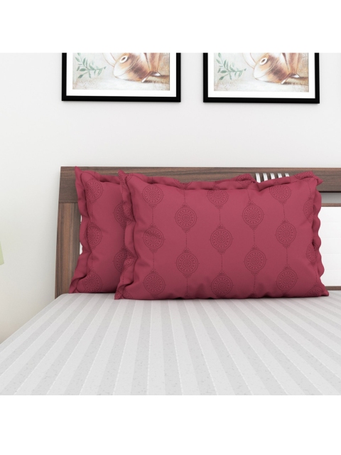 

Home Centre Set Of 2 Pink Printed Cotton Pillow Covers