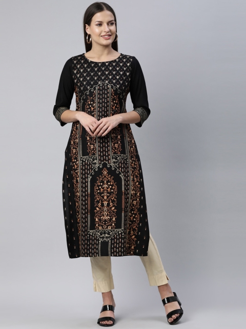 

Marcia Women Black Geometric Printed Kurta