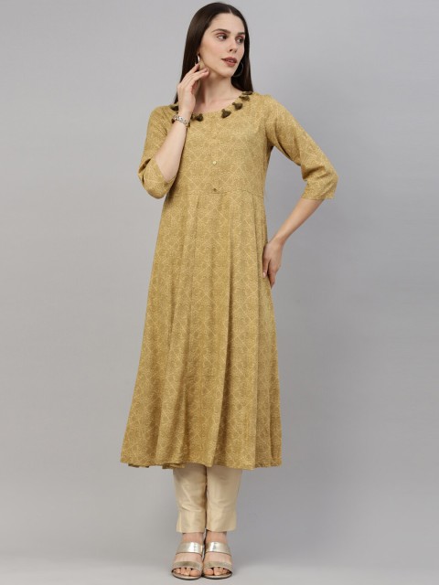 

Marcia Women Brown Geometric Embroidered Anarkali Kurta