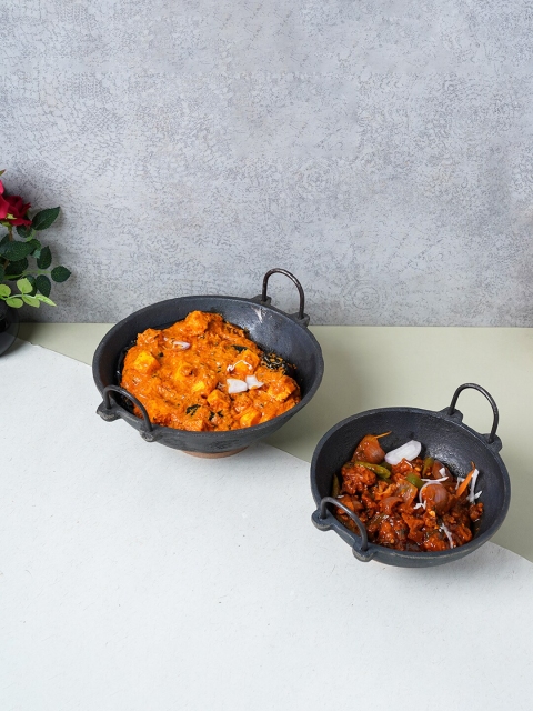 

The Indus Valley set of 3 Black Pre-Seasoned Cast Iron Kadai