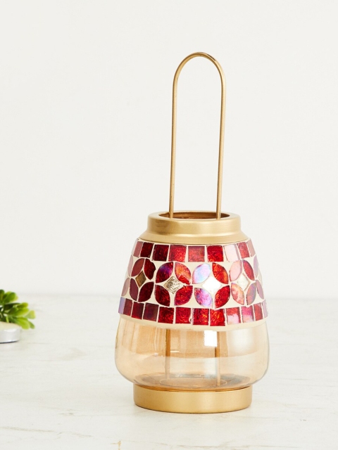 

Home Centre Gold-Coloured & Red Textured Lantern