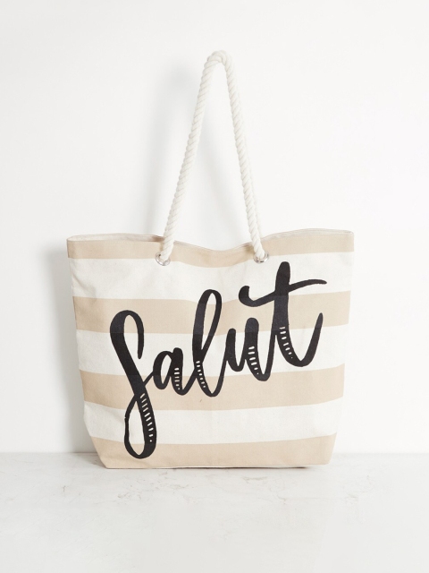 

Home Centre Unisex Off White Printed Shopper Cotton Tote Bag