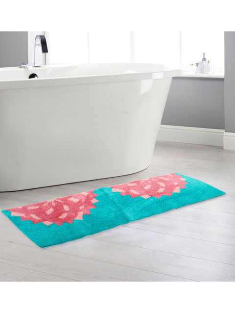 

Home Centre Teal & Pink Lotus Printed Bath Runner