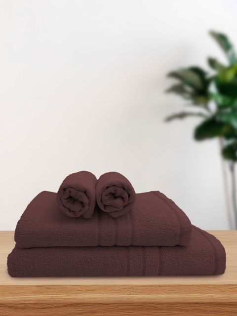 

Aura Set Of 4 Coffee Brown Solid 380 GSM Pure Cotton Towel Set