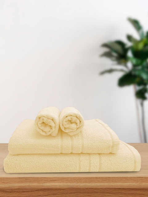 

Aura Set Of 6 Yellow Solid 380 GSM Pure Cotton Towels Set