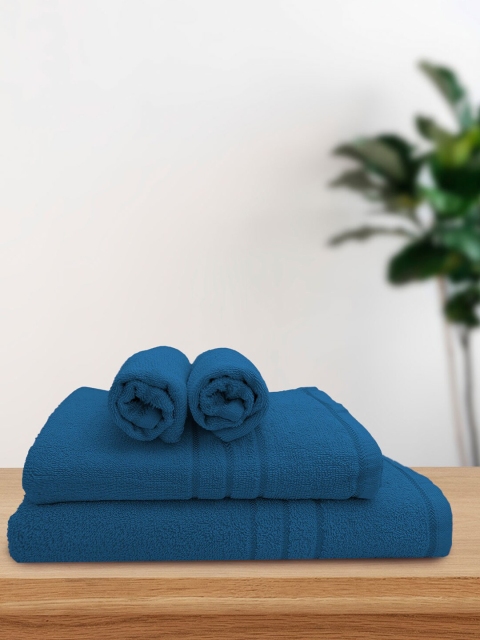 

Aura Set Of 4 Teal Solid 380GSM Cotton Towel Set