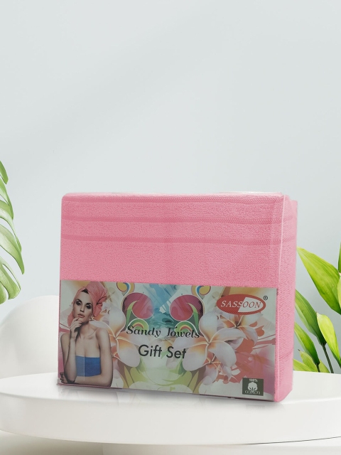 

Aura Set Of 4 Pink Solid 380 GSM Soft & Plush Towel Set