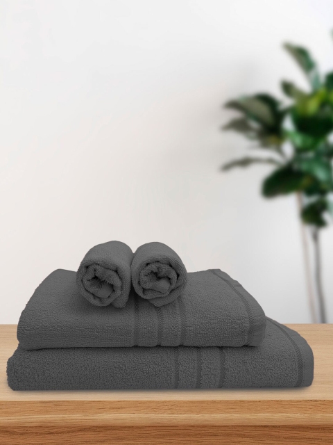 

Aura Set of 4 Grey Solid 380 GSM Soft & Plush Towel Set