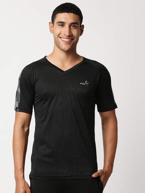 

FiTZ Men Black V-Neck Slim Fit T-shirt