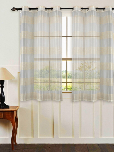 

Home Centre Blue & Off White Striped Sheer Window Curtain