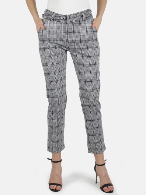 

Monte Carlo Women Grey Geometric Printed Slim-Fit Cigarette Trousers