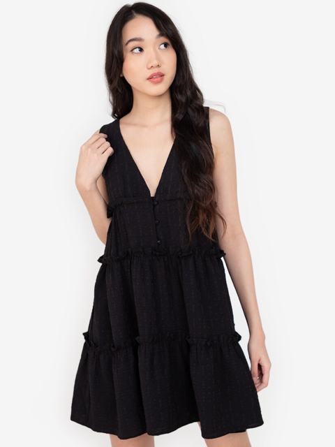

ZALORA BASICS Women Black Layered A-Line Dress