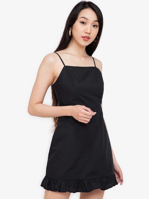 

ZALORA BASICS Women Black Solid Mini Dress