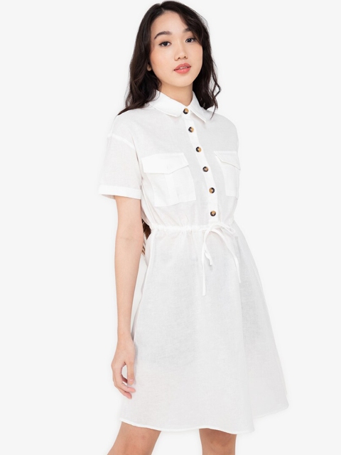

ZALORA BASICS Women White Solid A-Line Dress