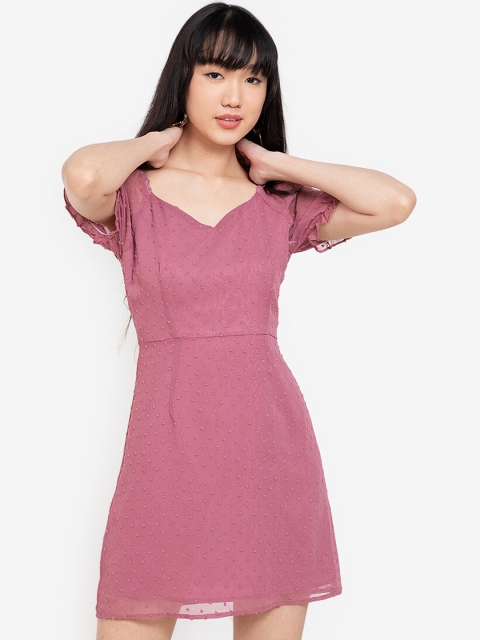 

ZALORA BASICS Women Pink Solid A-Line Mini Dress