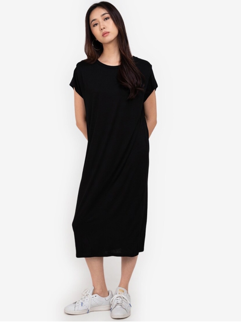 

ZALORA BASICS Women Black Solid T-shirt Dress