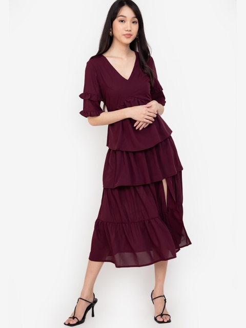 

ZALORA BASICS Women Red Solid Layered Dress