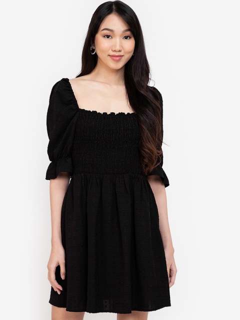 

ZALORA BASICS Women Black Solid Mini Dress