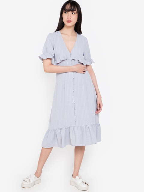

ZALORA BASICS Women Blue Solid A-Line Dress