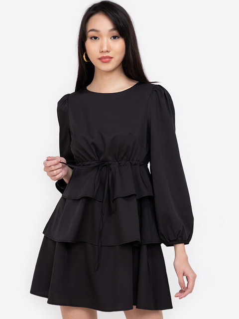 

ZALORA BASICS Women Black Solid Mini Dress