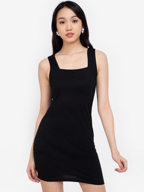 

ZALORA BASICS Black Bodycon Shoulder Strap Mini Dress