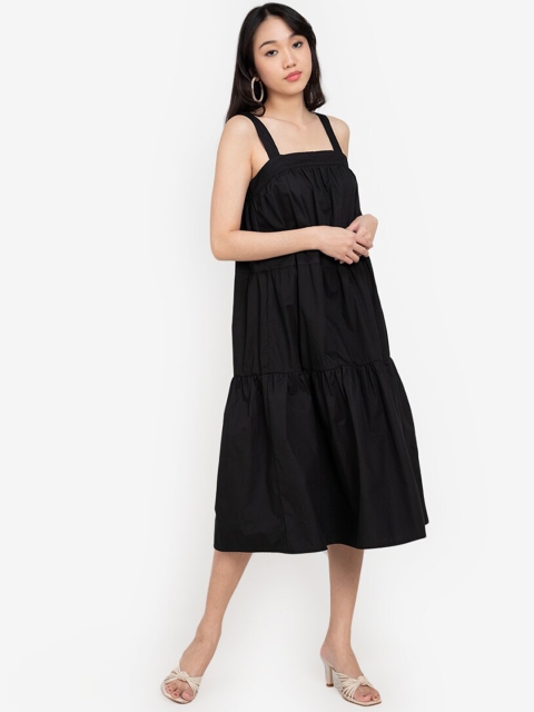 

ZALORA BASICS Black Tiered A-Line Midi Dress