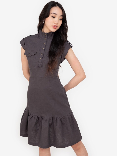 

ZALORA BASICS Grey Drop-Waist Dress