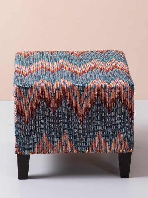 

nestroots Blue & Red Tufted 4-Legged Ottomans