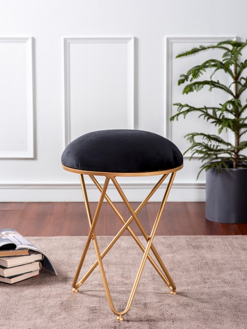 

Nestroots Black & Gold-Toned Metal Ottoman