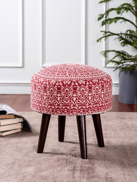 

nestroots Red Printed Ottoman