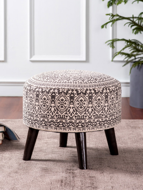 

nestroots Grey & Brown Printed Ottoman