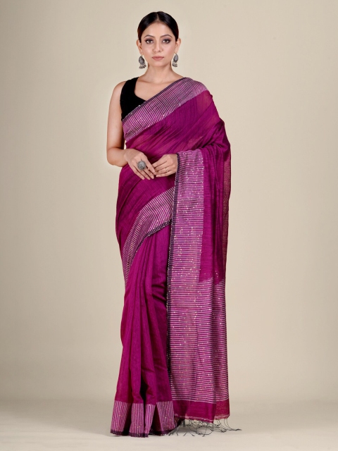 

Mitera Magenta Silk Blend Jamdani Saree
