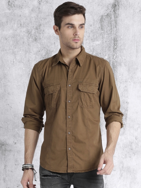 

Roadster Men Brown Regular Fit Solid Casual Shirt