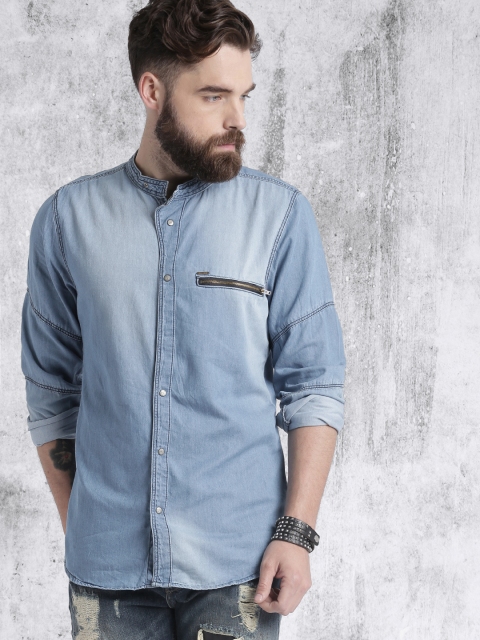 

Roadster Men Blue Regular Fit Faded Casual Shirt