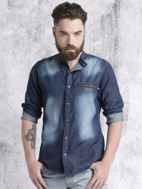 

Roadster Men Blue Faded Casual Shirt