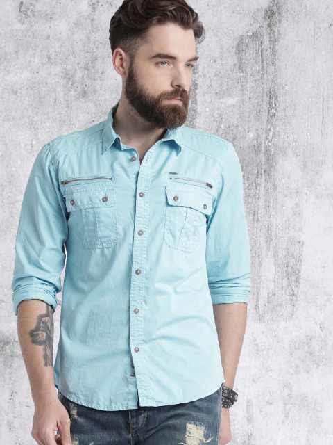 

Roadster Blue Solid Casual Shirt