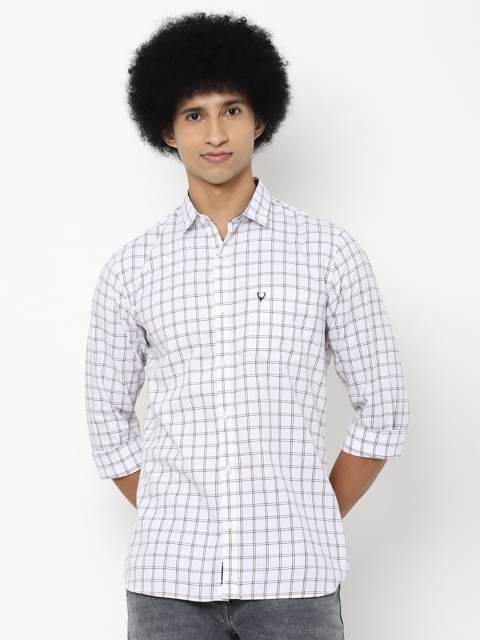 

Allen Solly Men White Slim Fit Windowpane Checks Checked Casual Shirt