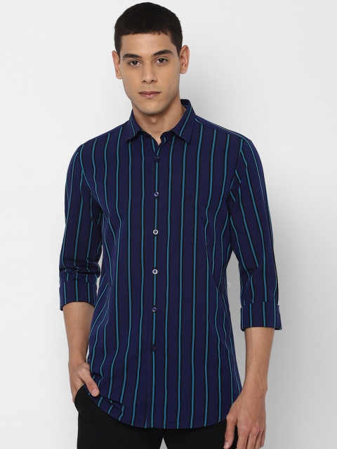 

Allen Solly Men Navy Blue Slim Fit Striped Casual Shirt