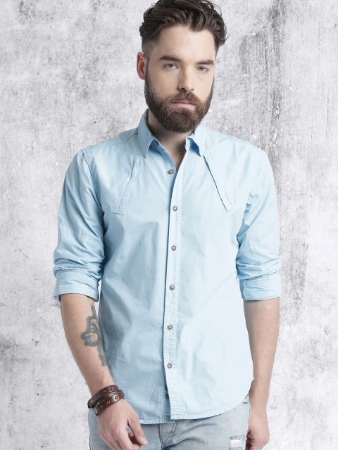 

RDSTR Men Blue Solid Casual Shirt