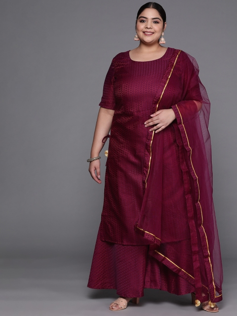

INDDUS PLUS Women Purple Kurta with Sharara & With Dupatta