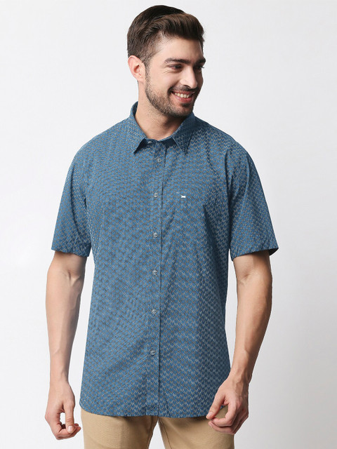 

Basics Men Blue Slim Fit Printed Casual Shirt